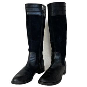 Timberland Black Suede and Leather Knee-High Boots - Women 7.5